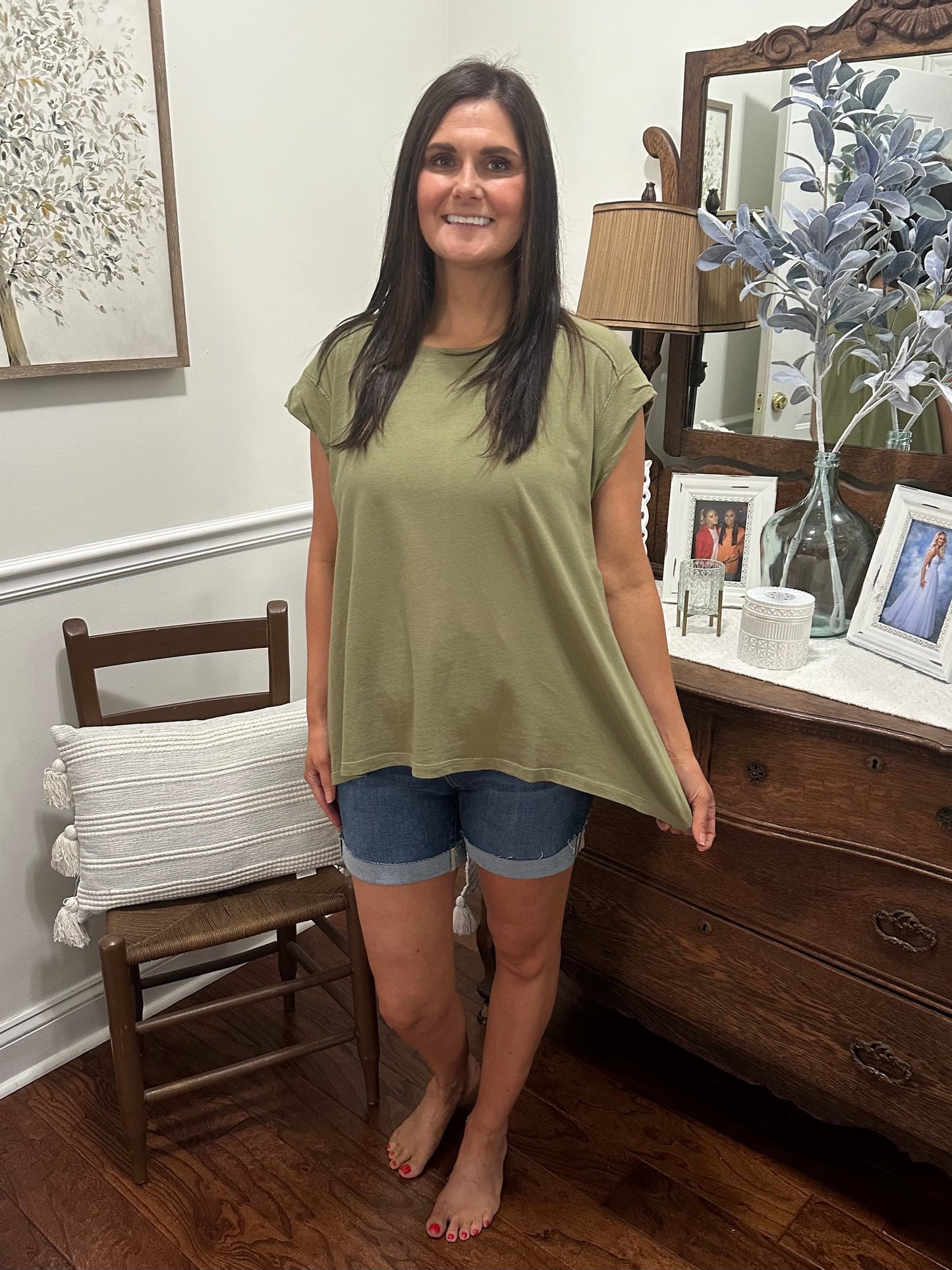 Bella Oversized Top - Moss